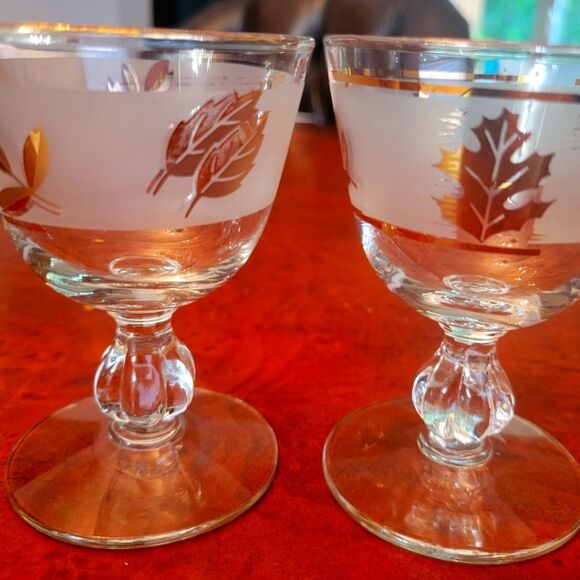 Vintage Libbey Gold Leaf Gold Rimmed Champagne Coupe Glasses | Set of 2 - Picture 1 of 3